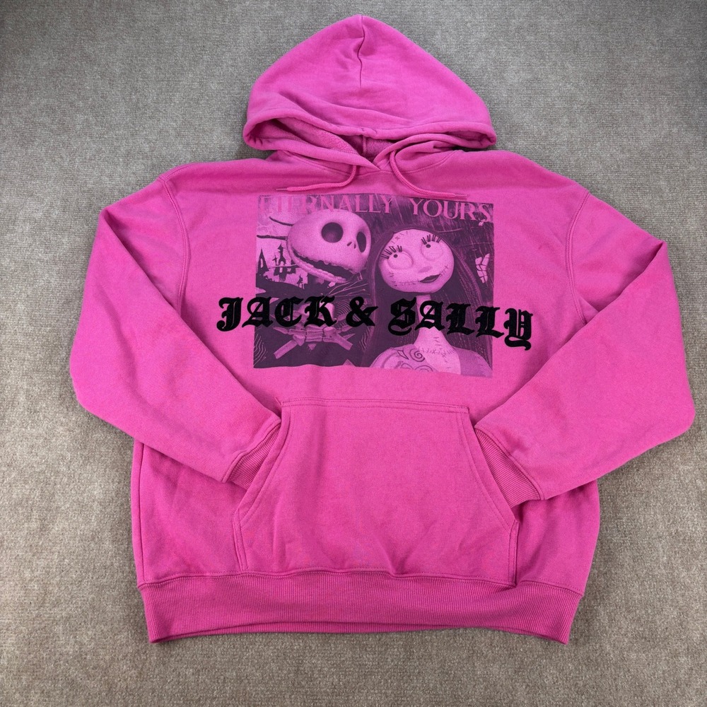 Disney Nightmare Before Christmas Jack & Sally Pink Hoodie Womens Large